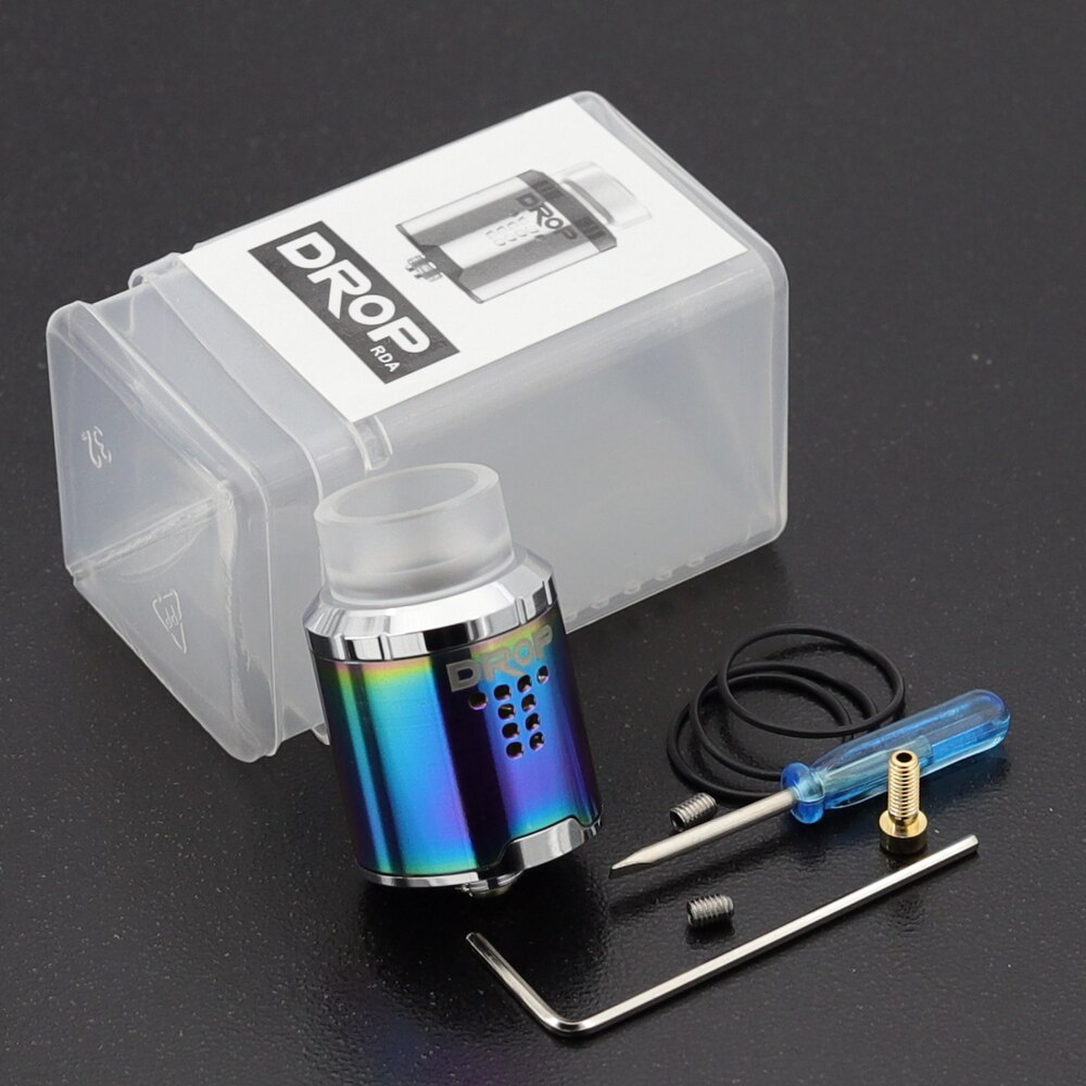 Vape RDA Tank Rebuildable Dripping Atomizer 24mm with 4 Large Post Holes For Easy Coil Replacement BF pin RDA: Rainbow