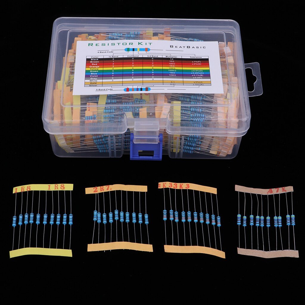 1100pcs 110 Values 0.1R- 10M Ohm 1/2W Resistors Assortment Kit Assorted Set