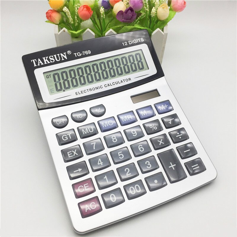 Calculadora de vidrio solar de 12 dígitos tg-769, libro con Gemini británico, computadora solar, calculadora de plástico para estudiantes, calculadora bonita