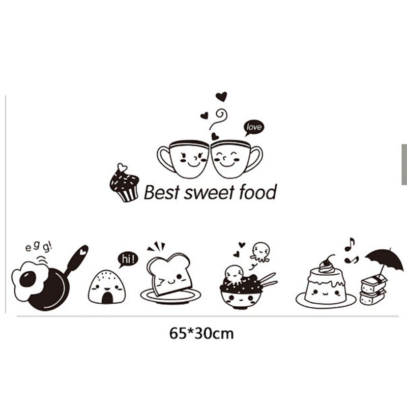 Removable Kitchen Wall Stickers Coffee Sweet Food DIY Wall Art Decal Decoration Oven Dining Hall Wallpapers PVC Wall Decals·