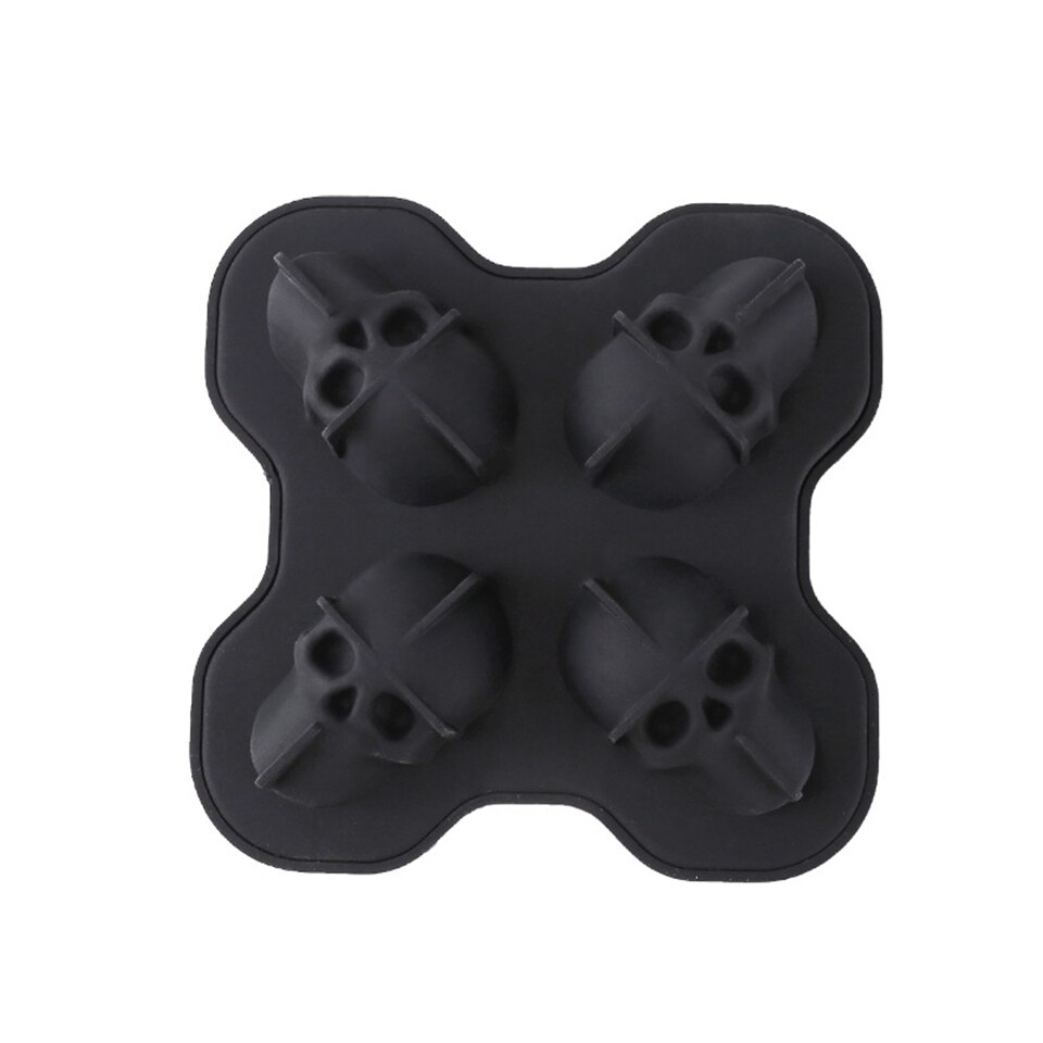 Skeleton Halloween Ice Cube Tray Silicone Fruit Ice Cube Maker DIY Ice Cube Skull Mold Square Shape Kitchen Accessories: Black