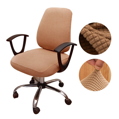 2 pièces/ensemble haute élastique Plaid velours chaise de bureau couvre épaissir ordinateur Spandex fendu housse de siège fauteuil couverture Textile de maison: kaki foncé