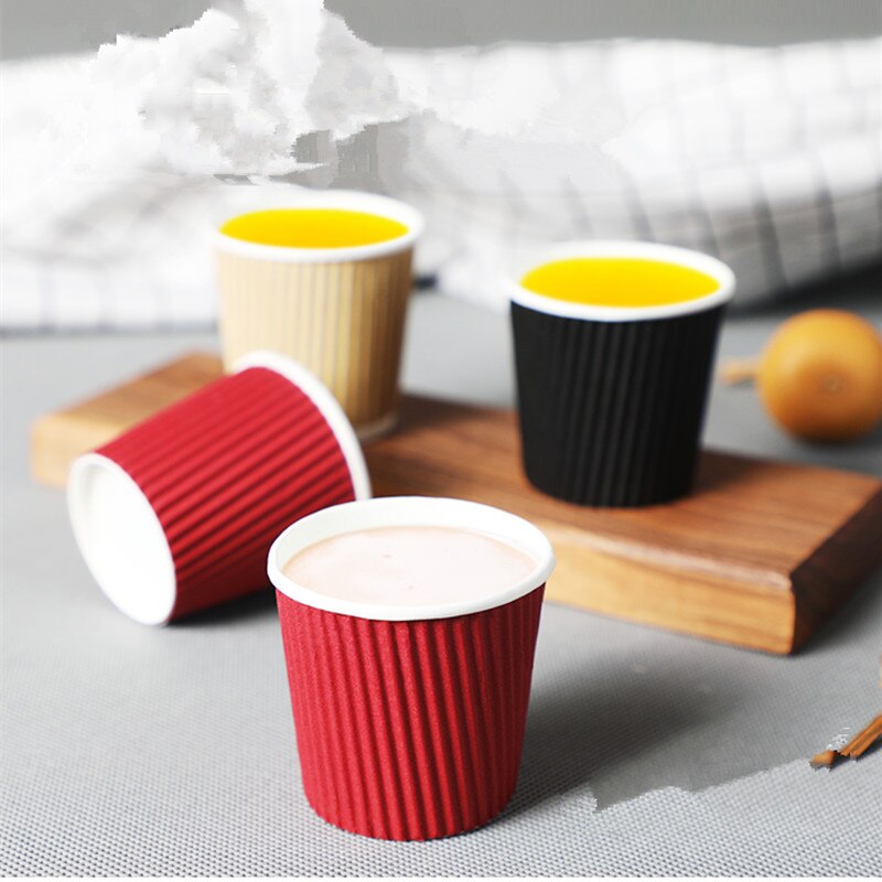 100pcs Double layer paper disposable coffee cup 100ml 4oz small thick dirnking papaer cups birthday party favors milk tea cup