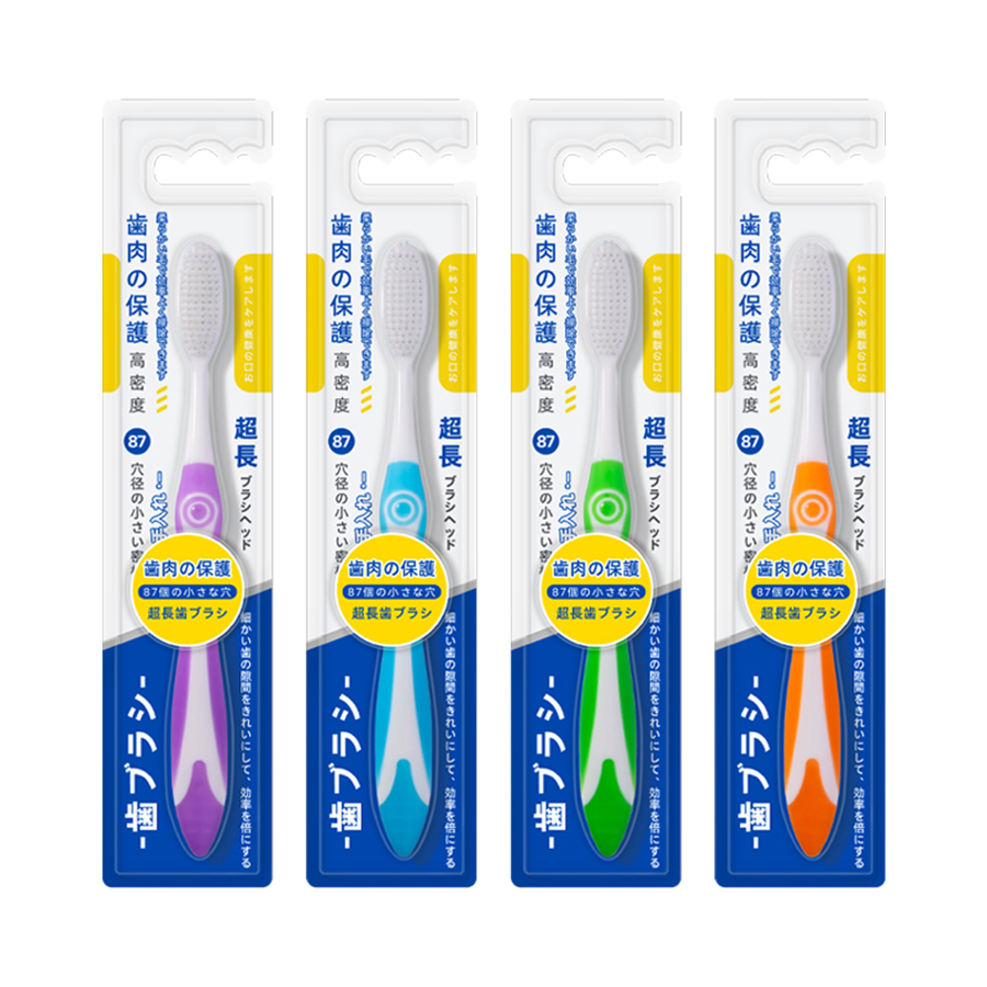 Cepillo de dientes de cerdas suaves de cabeza grande de alta densidad de 4 colores con mango cómodo y antideslizante, adecuado para uso familiar y adultos: múltiple