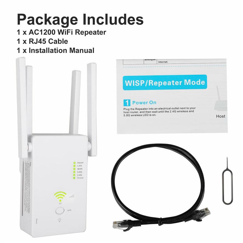 Extensor de Wifi de doble banda 2,4 Ghz extensor de rango inalámbrico Wifi repetidor Router AC1200M Wifi Booster, punto de acceso US EU Plug