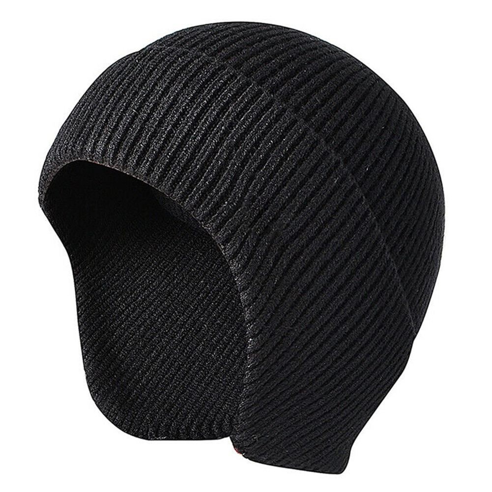 Mænd kvinder ski beanie vinter varm afslappet blød stretch studerende udendørs strik hue øreklap efterår solidt arbejde