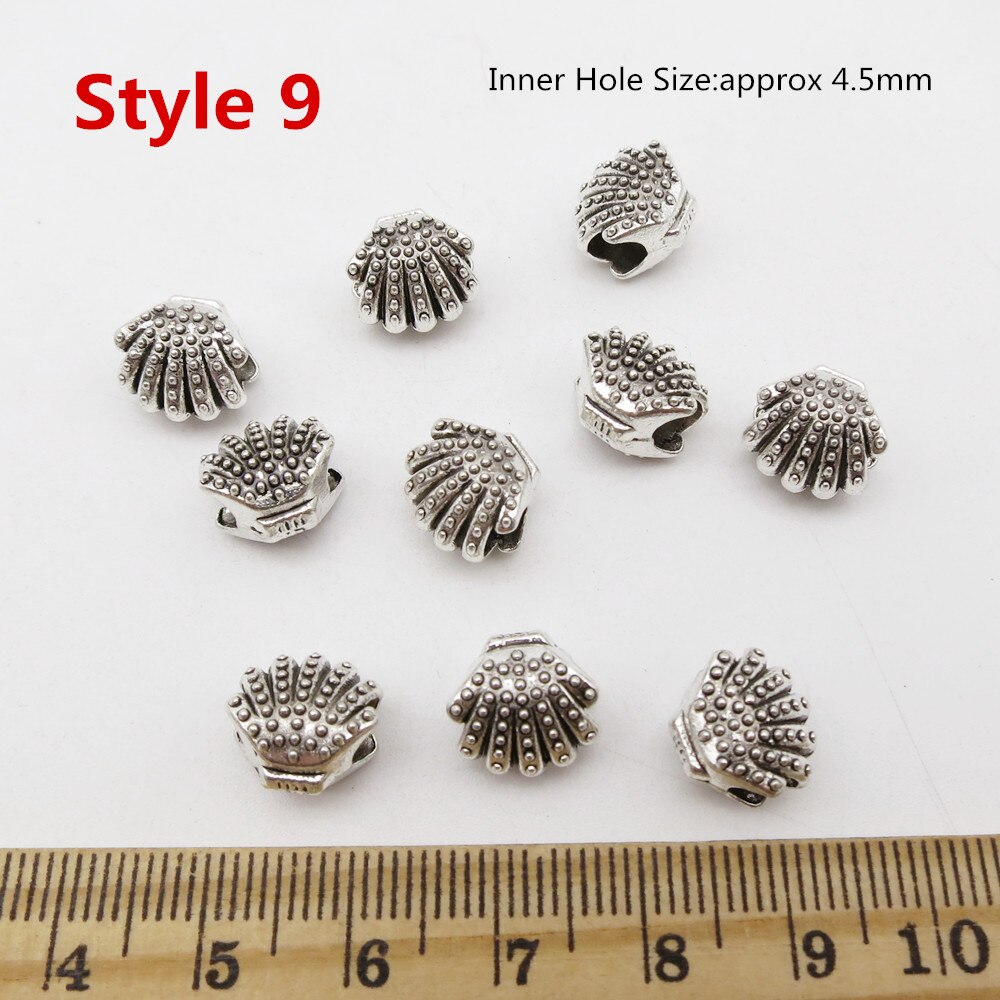 5 pz/pacco metallo differente 5 stili di Pesce, Le Stelle, conchiglie treccia di capelli terrore dreadlock perline anelli del tubo per Lo Styling Accessori: 10pcs Style 9