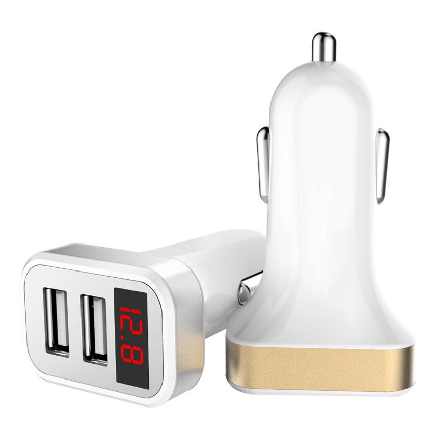 Caricabatteria da auto 5V 2.1A + 1A per Smart Phone doppia uscita USB Display a LED rilevamento della tensione della batteria