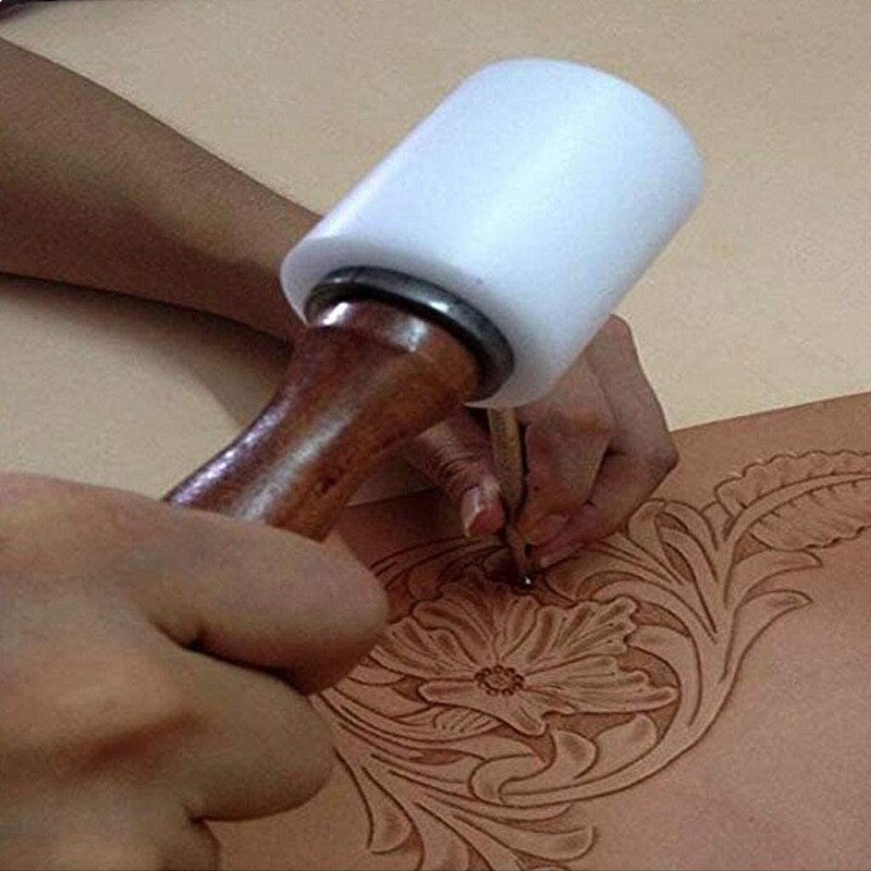 Martello Da Intaglio Per Pelle In Nylon Con Manico In Legno, Testa Dritta, Per Cucito, Stampaggio E Lavorazione Pelle - 2
