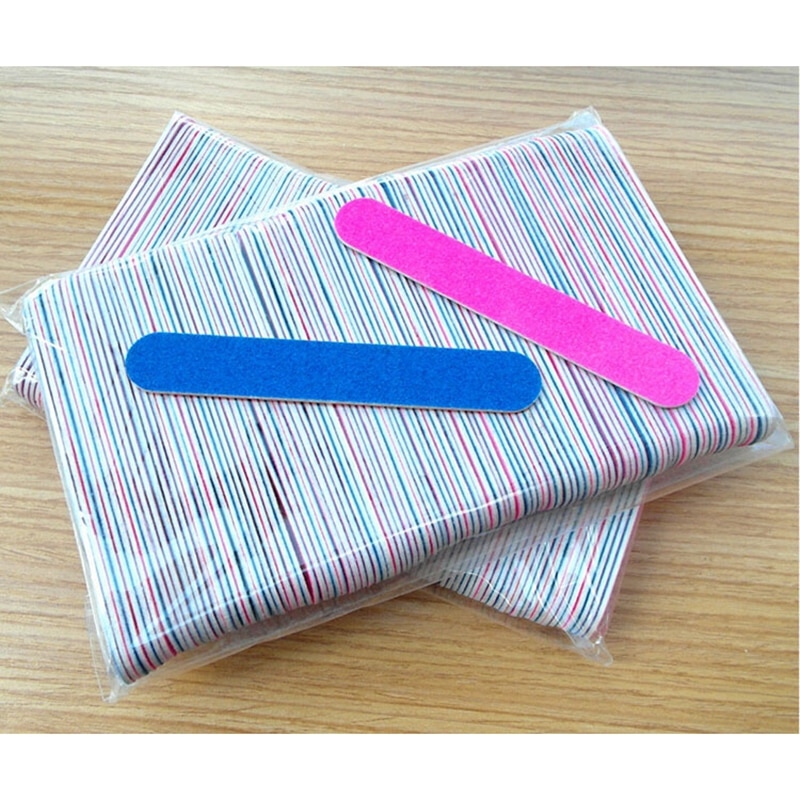 100Pcs Disposable Nail File Nail Buffer Lima Lime Aongle Nail Care Filer Emery Board EVA Toe Pedicure Manicure Tools