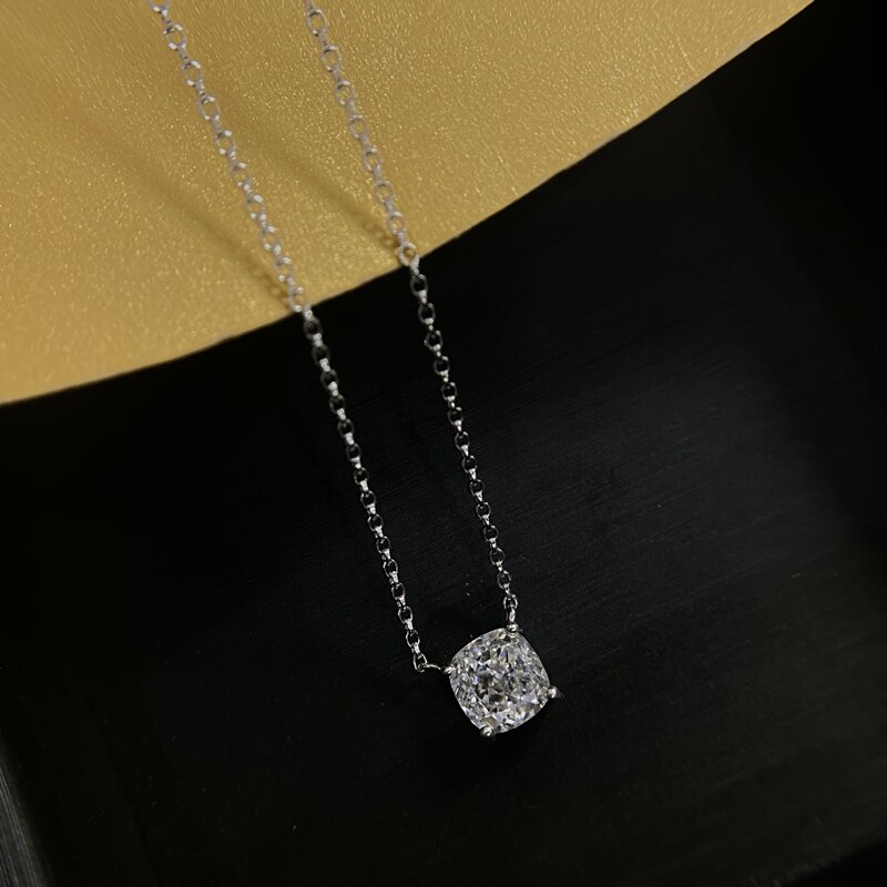 Oevas 7*7Mm Hoge Carbon Diamant Fonkelende Zirkoon 100% 925 Sterling Zilveren Hanger Ketting Voor Vrouwen Bruiloft fijne Sieraden