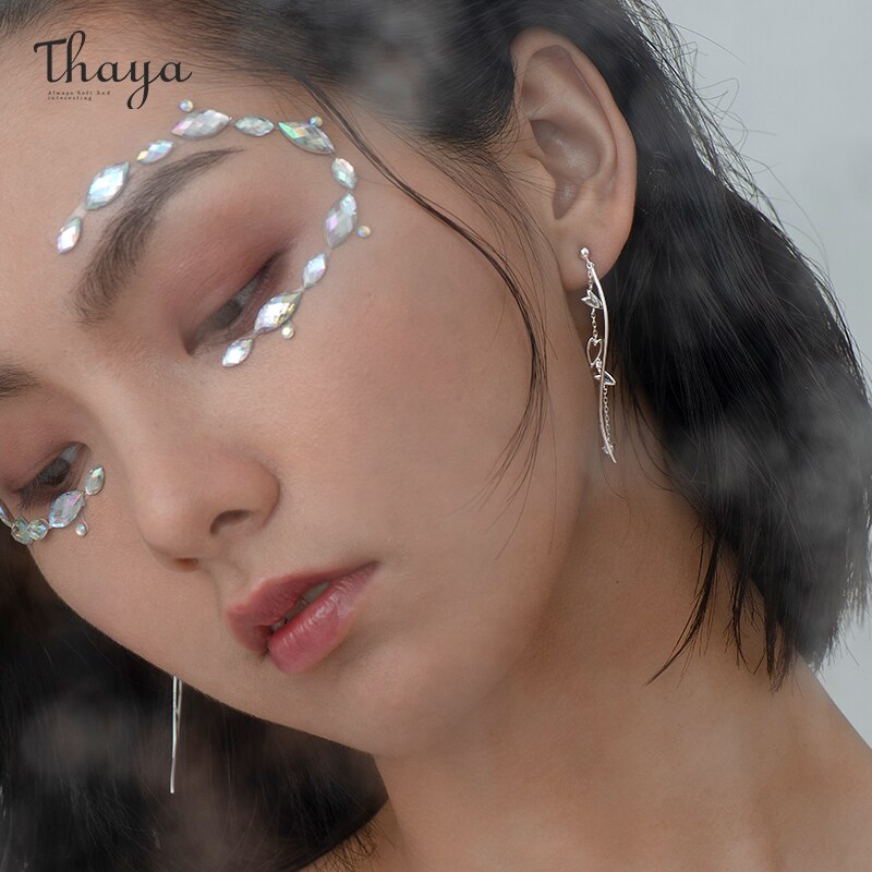 Thaya gefallen Kirschblüzehn Ohrringe S925 Silber ZirconEarring Quaste Stil Für Frauen Silber Ohrring Edlen Schmuck