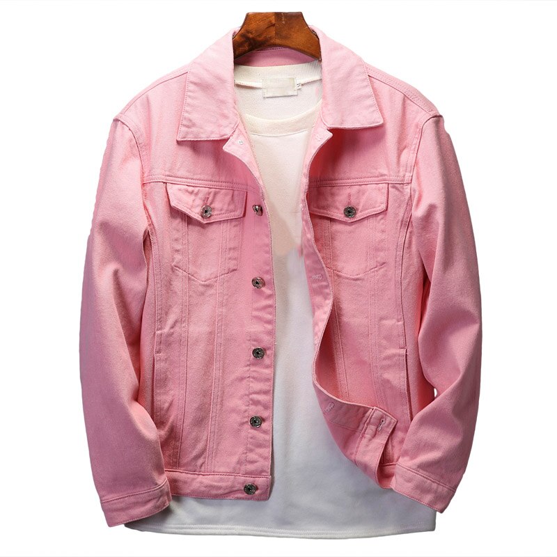 Kstun denim jakke til mænd sort jean jakke ensfarvet hvid pink herre jakker regular fit jeans jakke mode chaqueta vaquera: 6003c / Xxxl