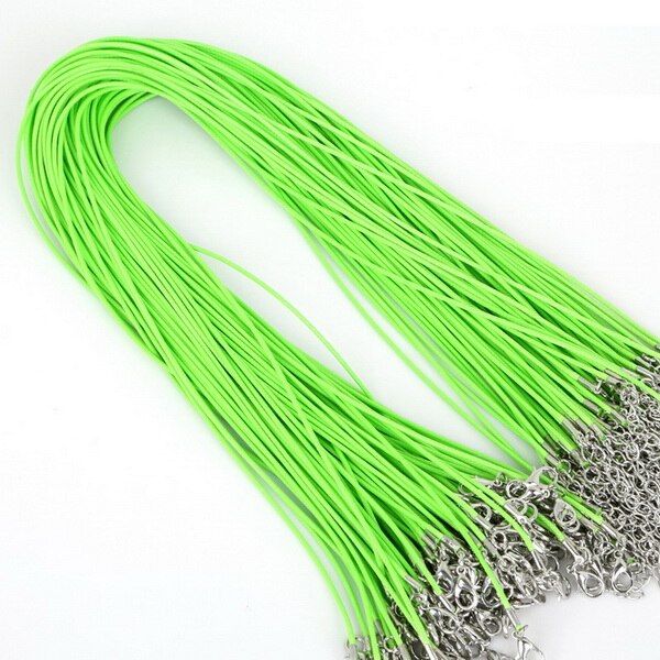 10 sztuk/partia 1.5mm skórzane łańcuchy bransoletka zawieszki charms z karabińczyk DIY komponenty do wyrobu biżuterii sznurek 45cm + 5cm: Glass green