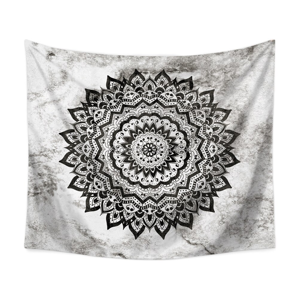Black Mandala Tapestry Bohemian Mandala Tapestry Gray Marble Gold Blue Wall Hanging Indian Boho Beach Throw Rug Blanket Mattress
