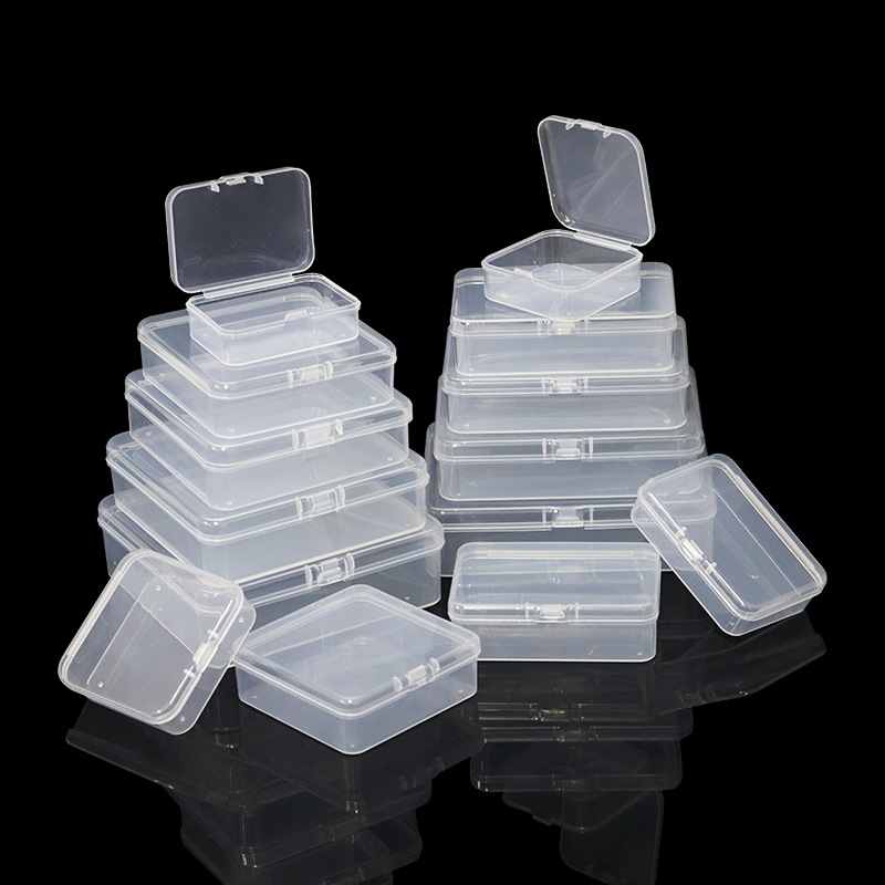 Mini Kunststoff Aufbewahrungsbox transparent Schmuck Aufbewahrungsbehälter Aufbewahrungsbehälter Ohrringe Ringe Schmuckschatulle Behälter
