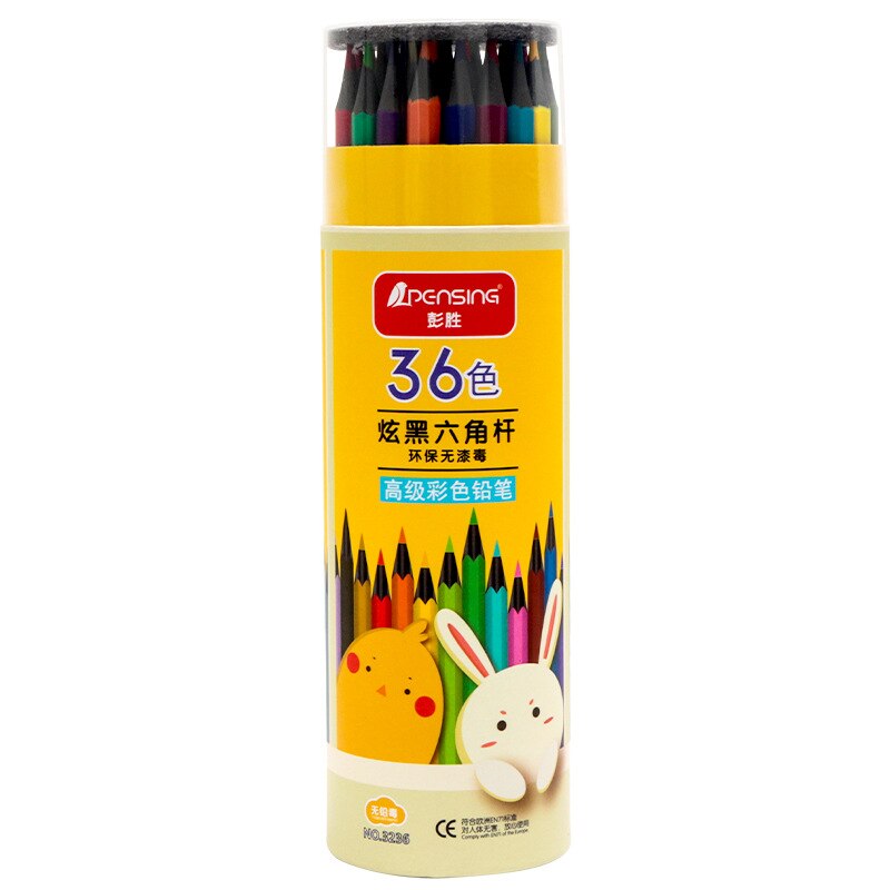 Lápices de colores de dibujos animados para niños, lápiz de dibujo, papelería, lápices bonitos, multicolor, respetuoso con el medio ambiente, lápiz de colores, suministros de arte: 36 COLORS