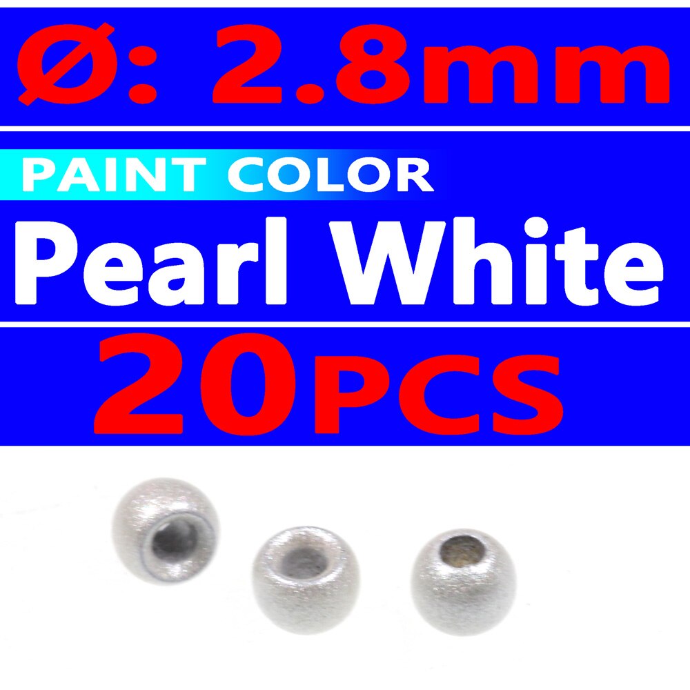 Wifreo 20PCS 2.8mm 7/64" Fly Tying Brass Beads Beadhead Nymph Stonefly Streamer Fly Tying Weighted Head FL Orange Rainbow Golden: 20pcs pearl white