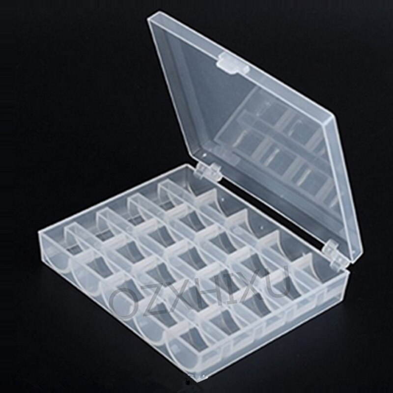 Carretes de plástico transparente para máquina de coser, 25 bobinas con caja de almacenamiento de hilo, accesorios de costura para el hogar, herramientas de costura, 1 Juego por lote: 2