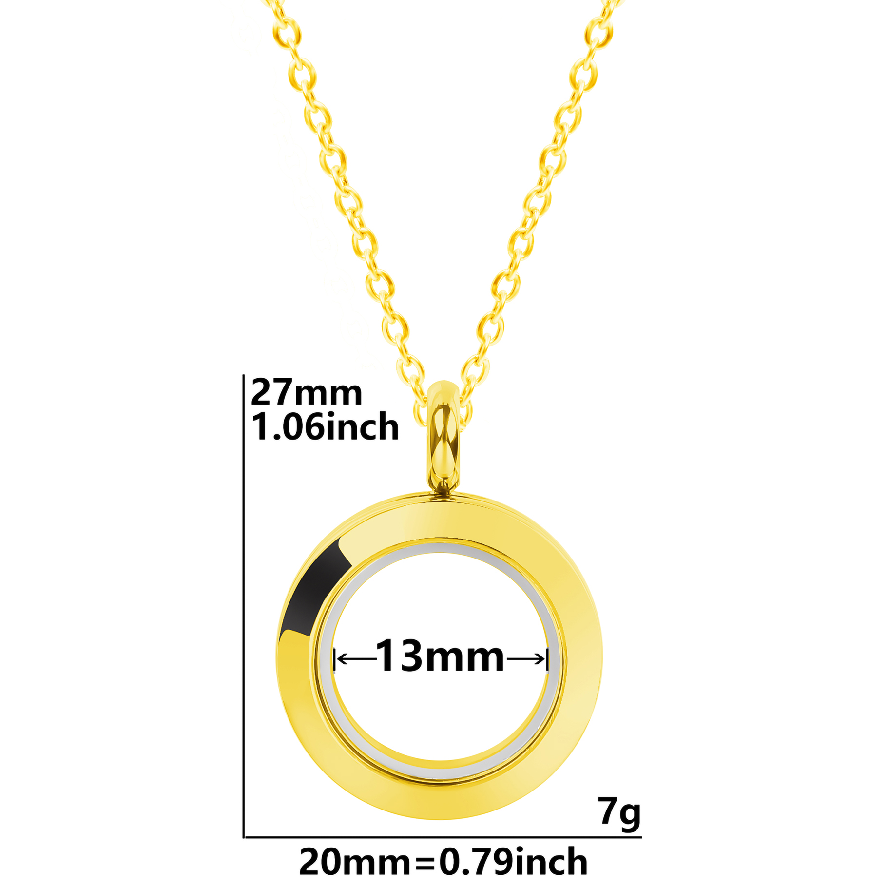 1Pc Stainless Steel Round Glass Floating Relicario Coin Holder Locket Pendant Women Necklaces Diy Hip Hop Collier Hommer Jewelry
