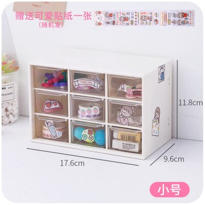 Kawaii Desktop Plastic Organizer Jewelry Makeup Containers Desktop Organizer Desk Storage Box School Stationery Accessories: small white