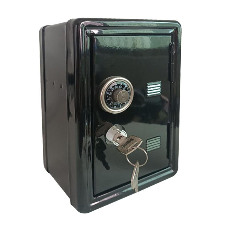 Miniatur Metall sicher Kreative Eisen Sparschwein Mini Strongbox bilden sparen Topf Schreibtisch Geld Kasten Ornamente für Heimat Elfenbein: Schwarz