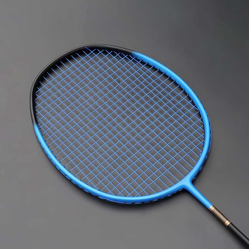 5U 75G Full Carbon Fiber Strings Badminton Rackets Light Weight Training Racquet High Tension 22-30LBS G5 Bags: Blue