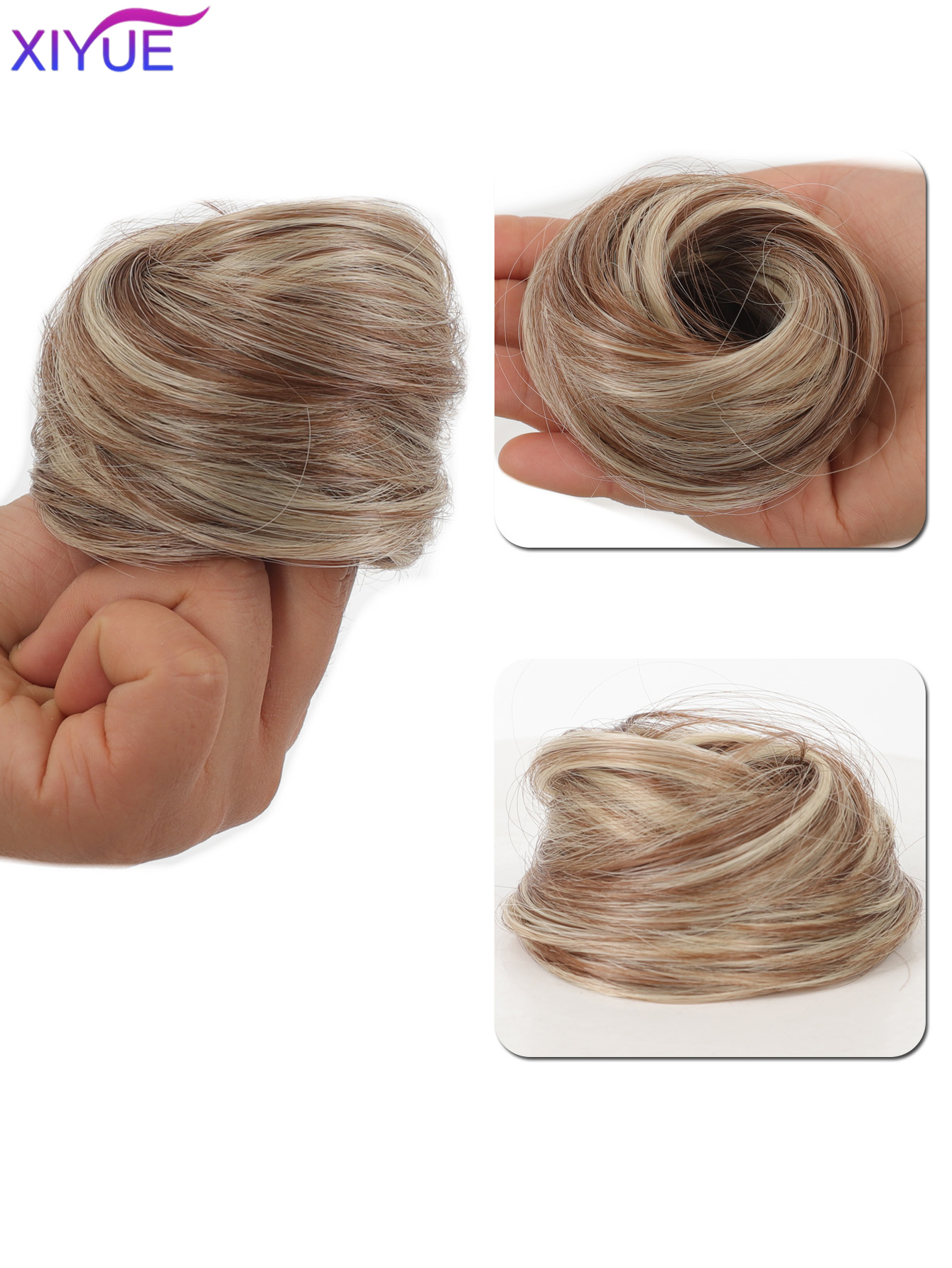 Synthetischer Haarknoten, gerader Chignon, elastisches Gummiband, künstliches Haar, zum Anklipsen auf der Haarschwanzverlängerung, Hochsteckfrisur, Haarteil, Pferdeschwanz: T1b/lila