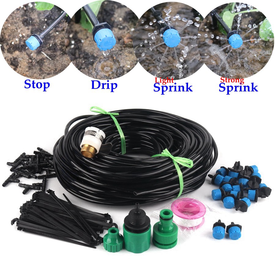 5 ~ 40M Tuin Besproeiing Kits Micro Irrigatiesysteem DIY Micro Drip Irrigatie Kits Met Blauw Verstelbare Drippers