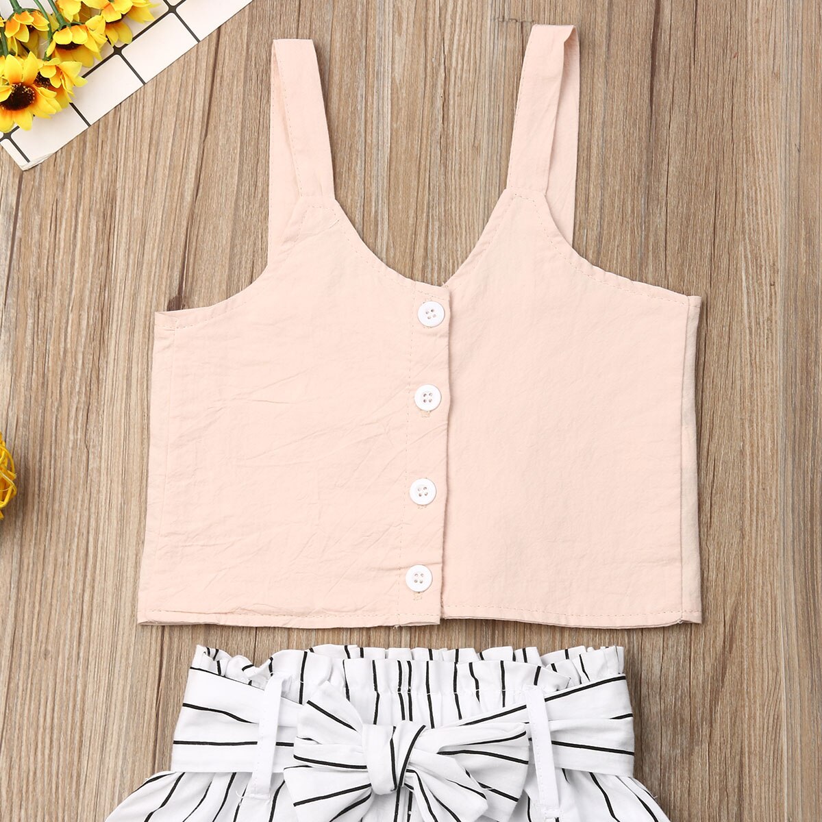 Baby zomerkleding peuter kind babymeisje crop top vest gestreepte wijde broek broek outfit kleding 1-6y
