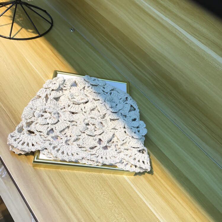 Neymar Gorras Vader Hoed Handleiding Weven Breien Hollow Out Thin Cap Ademende Hoed Nat Tulband Baotou Motorkap Leeftijd seizoen: Beige