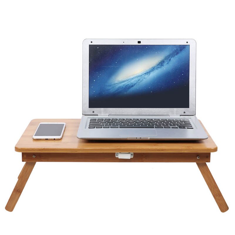 Laptop Tafel Moderne Stijl Bamboe Vouwen Bed Computer Tafel Student Laptop Desk Verstelbare Hoogte Organiser