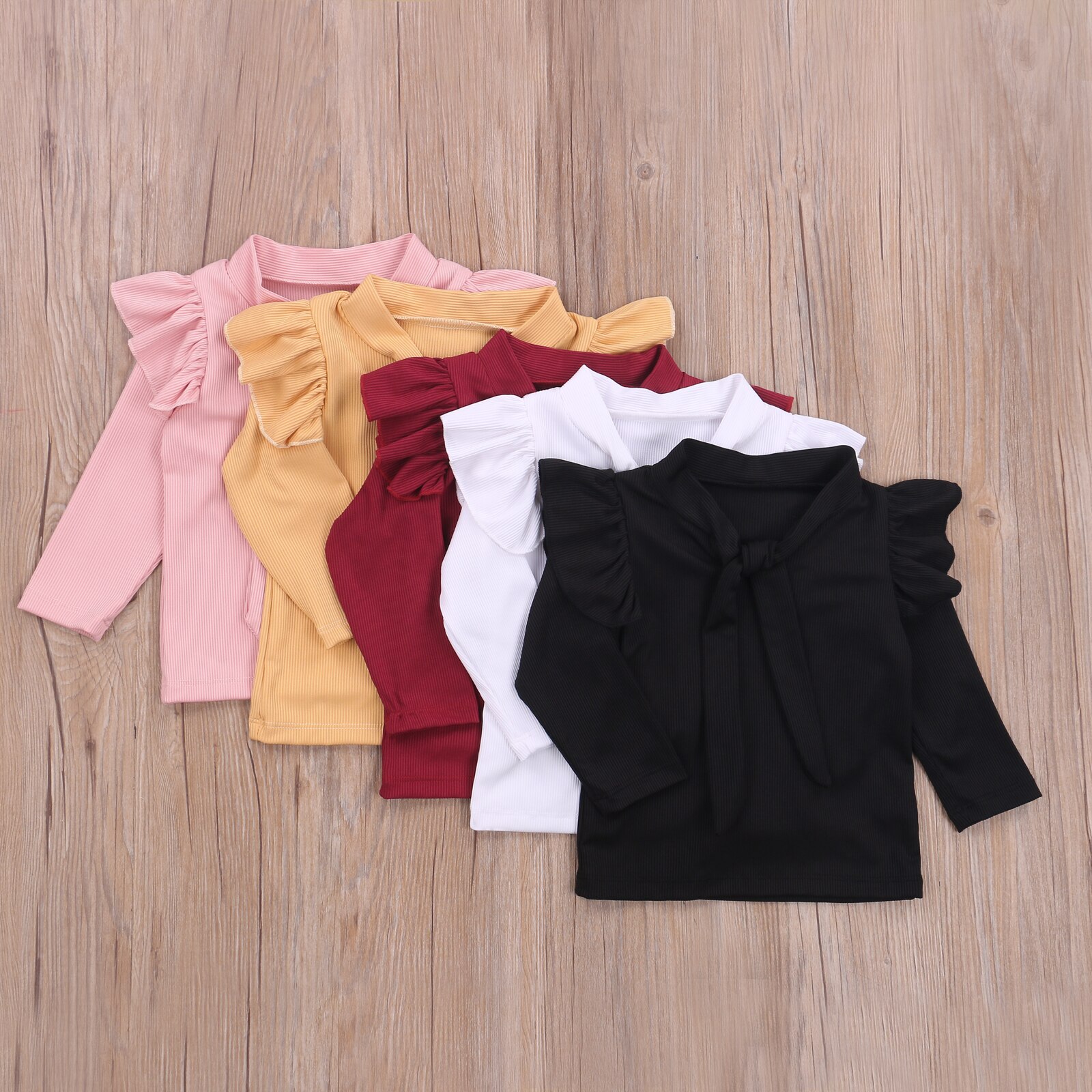 Baby & Kinderen Kleding Meisje T-shirt, kinderen Effen Hals Boog Top Ronde Hals Lange Mouw Trui Voor Kinderen