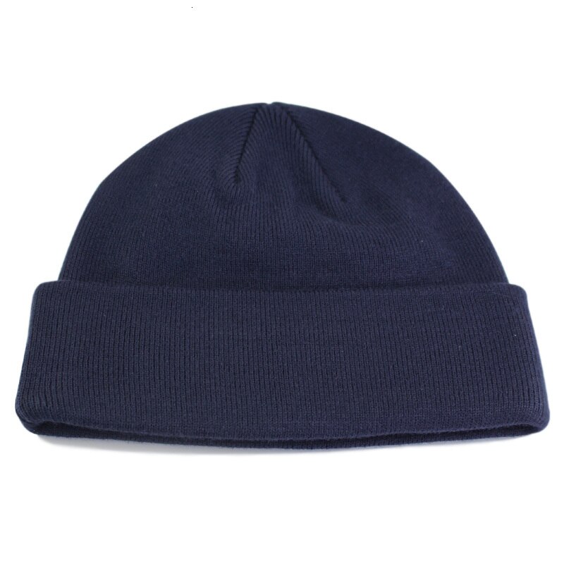Stort hoved mand stor størrelse beanie hatte far vinter varm strik kasket mænd plus størrelse ski ski skullies hat 60-72cm: Marine blå