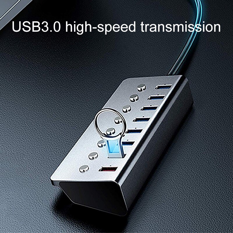 Usb 3.0 hubb med oberoende switch strömförsörjning port dator multi-interface one-drag sju expander