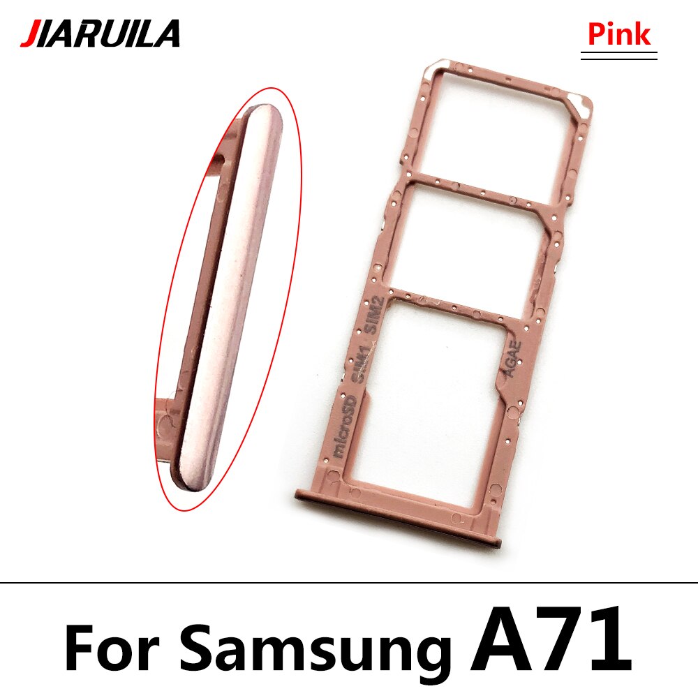 Dual-Card Sim Tray Holder For Samsung Galaxy A12 A31 A51 A71 A125F SIM Card Tray Slot Holder Adapter Socket Repair Parts: A71 pink