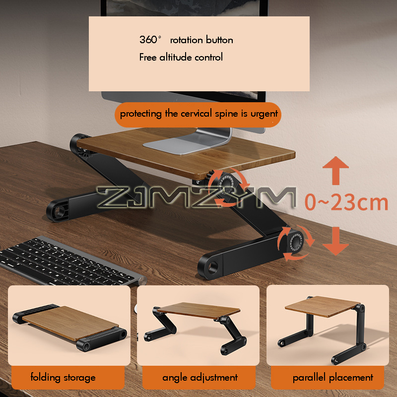 Solid Wood Computer Monitor Stand for Desk Organizers Height Adjustable Monitor Shelf Foldable Storage Stand for Computer Laptop