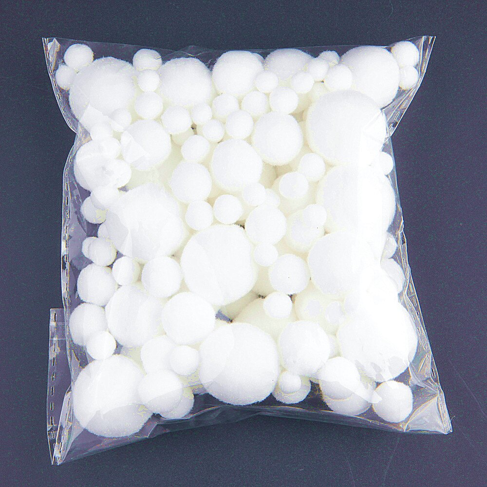 Pompones blancos de 8mm-30mm bolas de Pompones para DIY decoración del jardín del hogar del Partido de la boda ropa de costura niños manualidad de juguete suministros 20g: mix size  20g