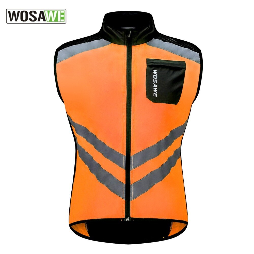 Wosawe Mountainbiken Windjack Vest Reflecterende Waterdichte Huid Korte Mouw Top Licht Mtb Reflecterende Vest