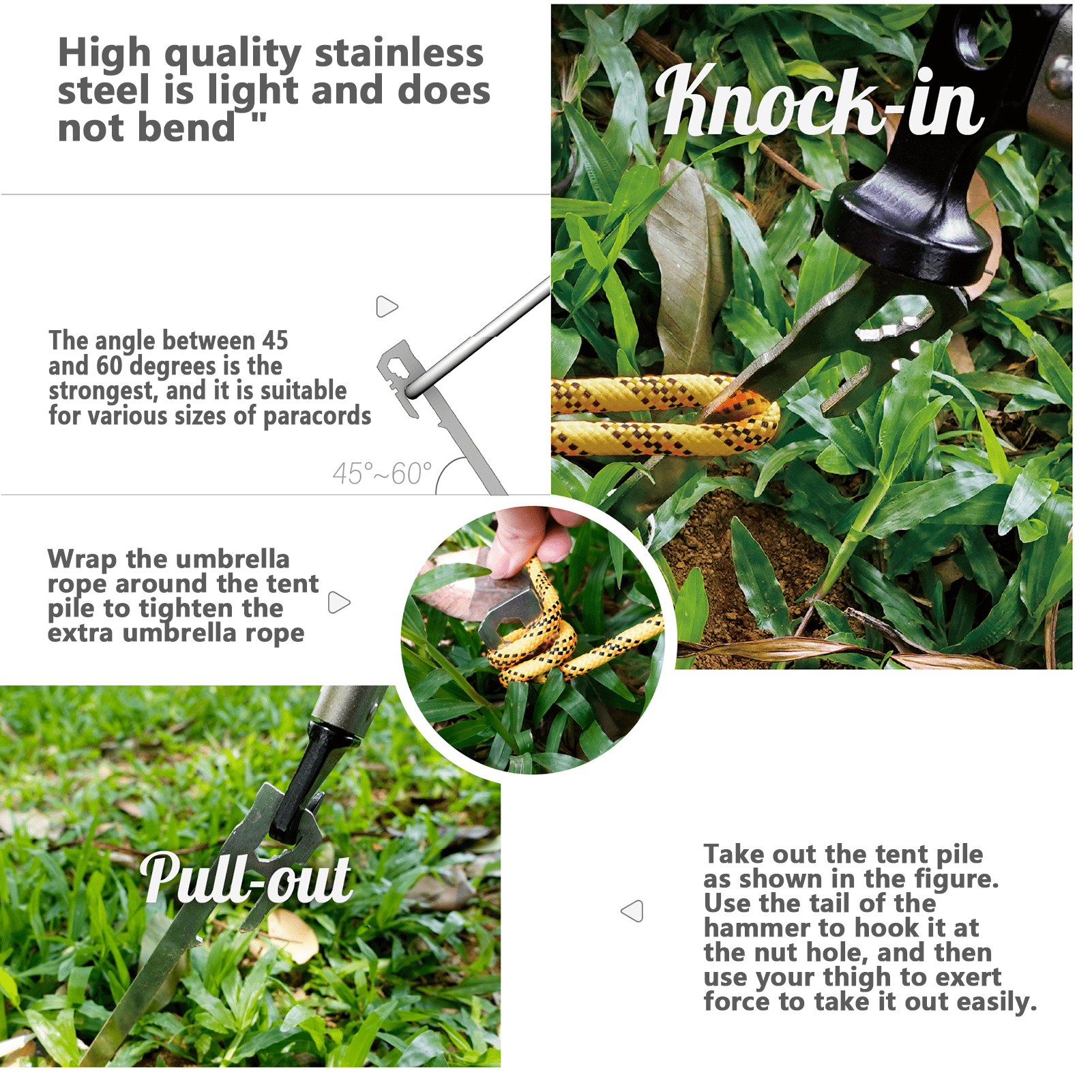 Camping Tent Stakes 6 Stuks Luifel Haringen 28 Cm Rvs Tuin Grond Nagel Strand Luifels Hangmat Trampoline accessoires