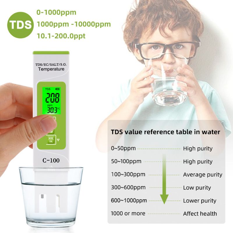 Tester Digitale Portatile Per La Qualità Dell'acqua Di Mare 5 In 1 Sgsalinitatemperaturatdsec Per Piscine Acquari E Acqua Salata 88830159