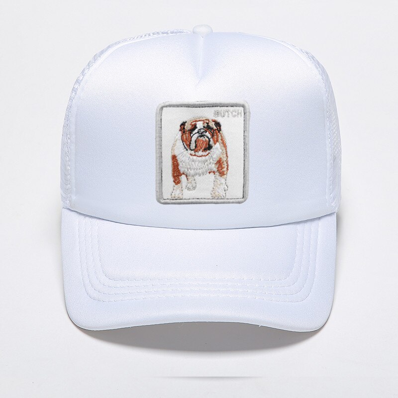 Mode Hond Bulldog Afdrukken Baseball Caps Mannen Vrouwen Hip Hop Caps Snapback Trucker Buiten Sport Verstelbare Ademend Mesh Hoed: color 1