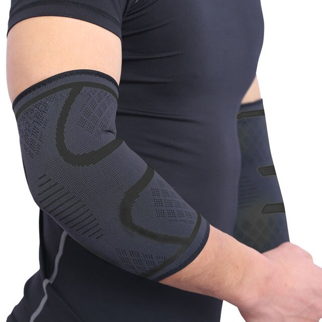 1 paar elleboogbeschermers elastische ondersteuning sport elleboogbeschermer absorberen zweet sport basketbal arm mouw elleboogbrace: Zwart / Ik