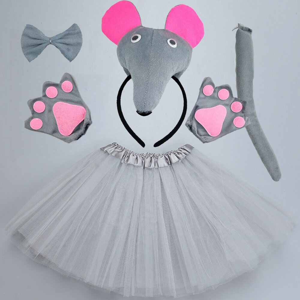 Costume Cosplay pour adultes et enfants, souris, Rat, accessoires pour fête d&#39;anniversaire, bandeau, queue, jupe, fête prénatale, Halloween