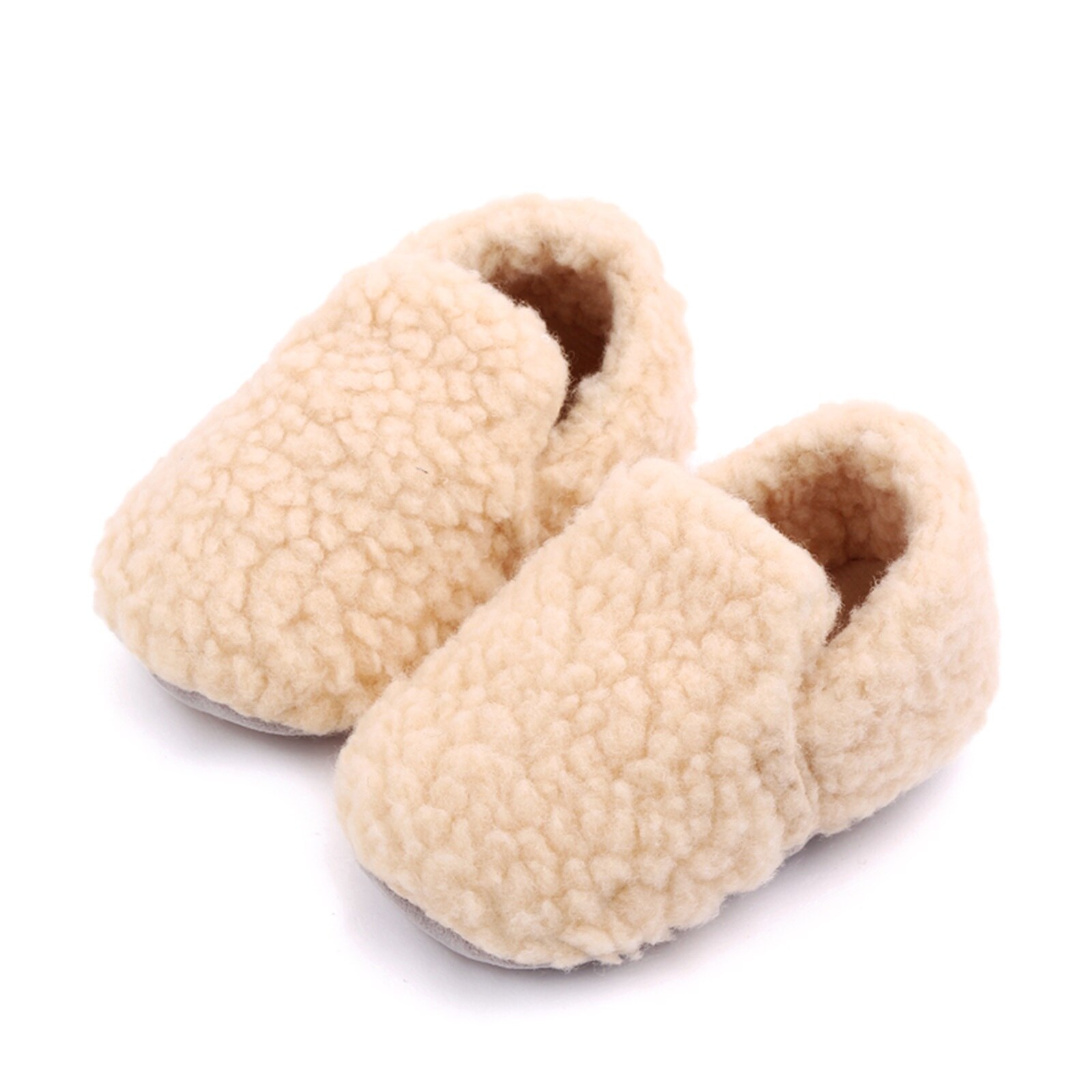 Winter Children Floor Shoes For Baby Slippers Infant Toddler Plush Warm Boys Girl Soft Anti-slip Nursey Indoor School Kids Shoes: Beige / 0-6 Months