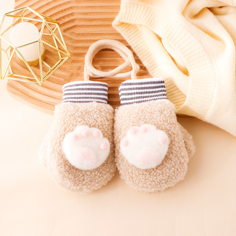Warmom Karikatur Baby Fäustlinge Winter Warme freundlicher Baby Mädchen Handschuhe Acryl freundlicher Kleinkind Handschuh Handschoen Winter Handschuhe freundlicher 1-3Y: B Beige