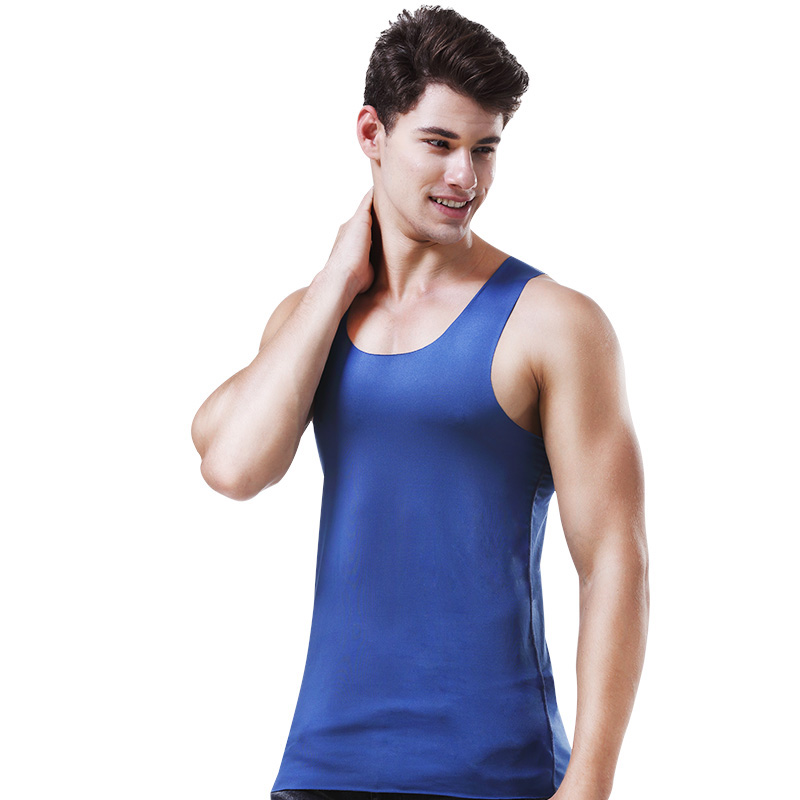 Herrenweste Eis die Seide nahtlos Fitness Sommer schlank-passen atmungsaktive Unterwäsche Jugendsport Hürde ärmelloses Unterhemd: XXL / Blau