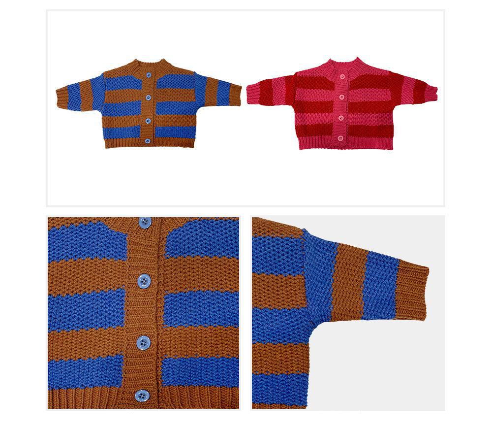 Maglioni coreani per ragazzi e ragazze vestiti neonati maglioni caldi cappotti bambini maglia addensare top Cardigan a righe di cotone vestiti