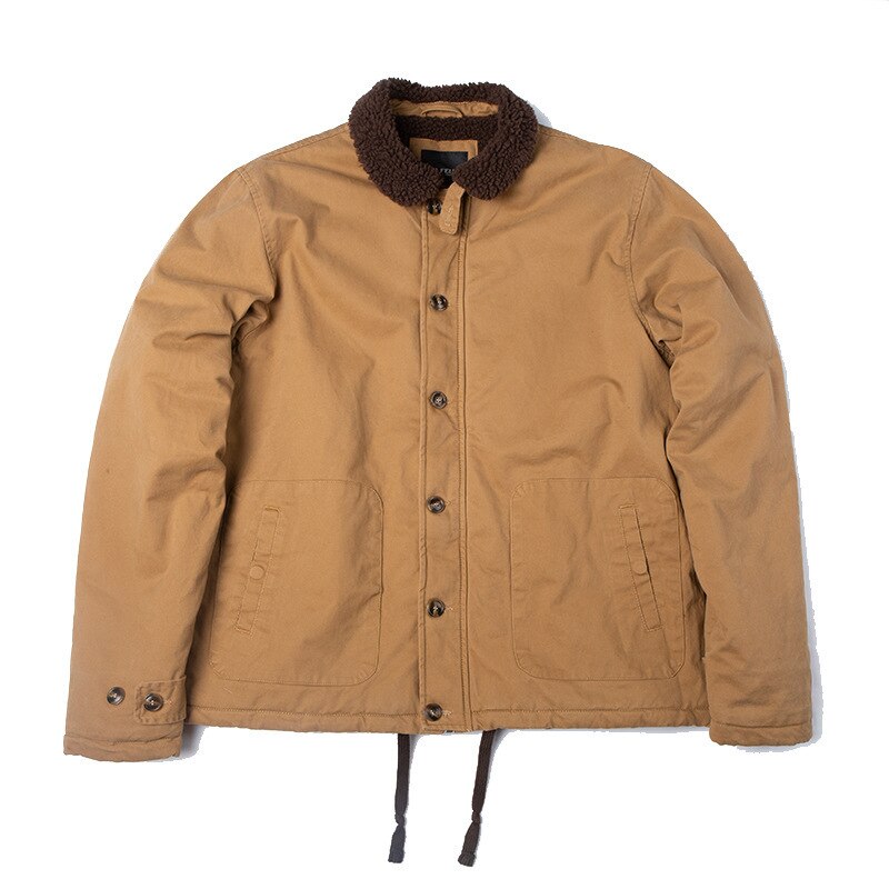 Deck Serve Navy Keep Warm Continuous System Lamb Wool Coat Outdoor Camping Cycling Increase Down Thickening Work Clothes Jacket: khaki / XS