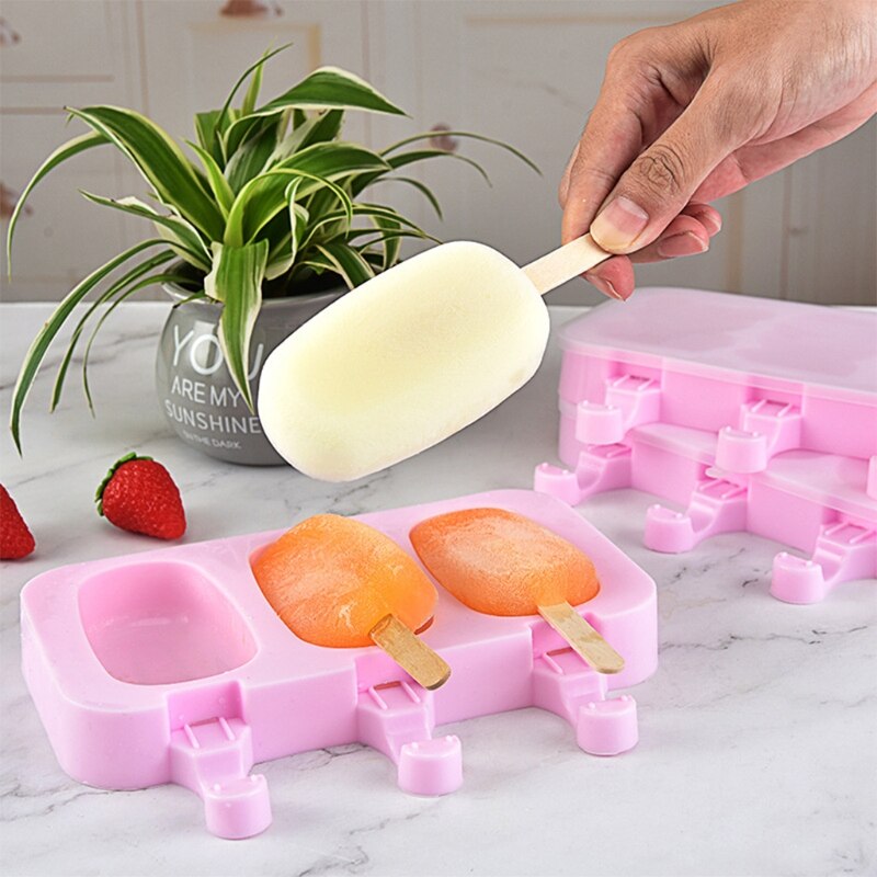 DIY Ice Cream Moulds with Lid 2 PCS Three sets Ice Cream Silicone Mould